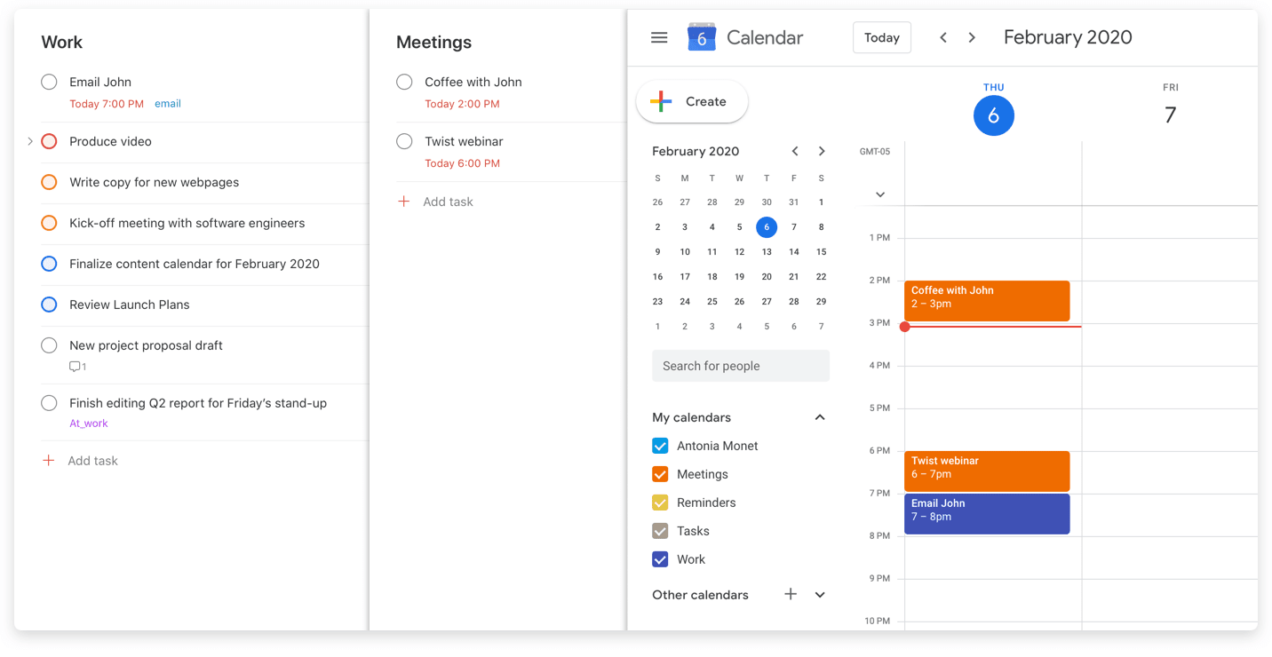 Отслеживайте задачи из Todoist в Google Календаре, а события Google Календаря – в Todoist.
