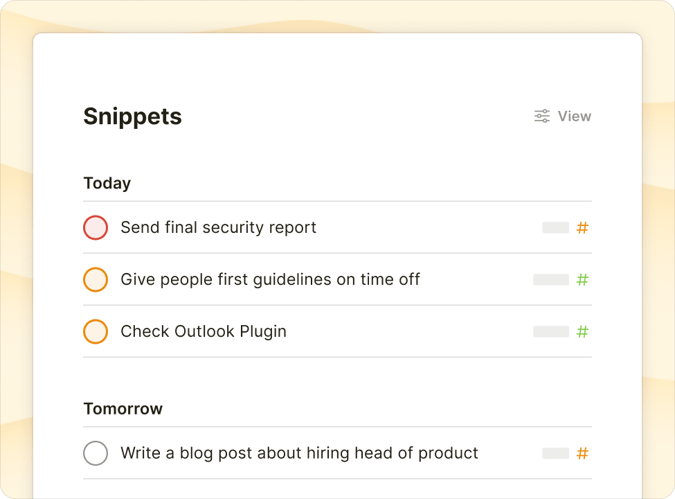 Snippets filter